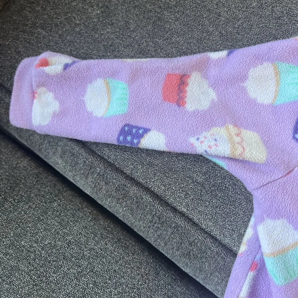 * CARTERS Purple Cupcake Print Fleece Blanket Sleeper Girls 18‎ months